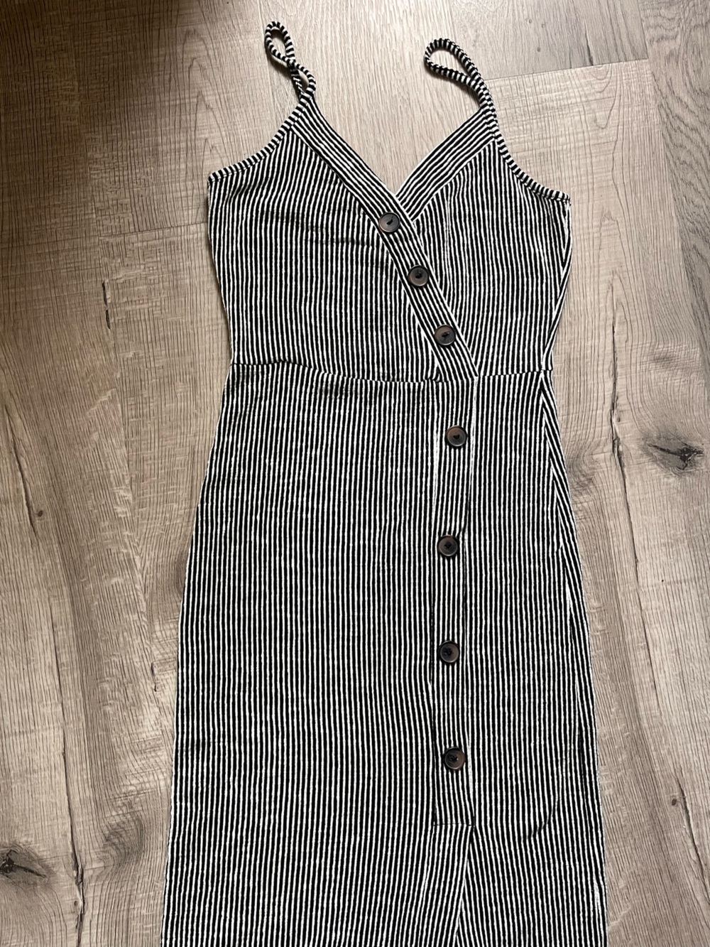 Striped Button-Front Dress in Black & White